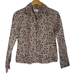 Christopher & Banks Women Button Down Shirt Jacket Small Paisley Coastal Cowgirl